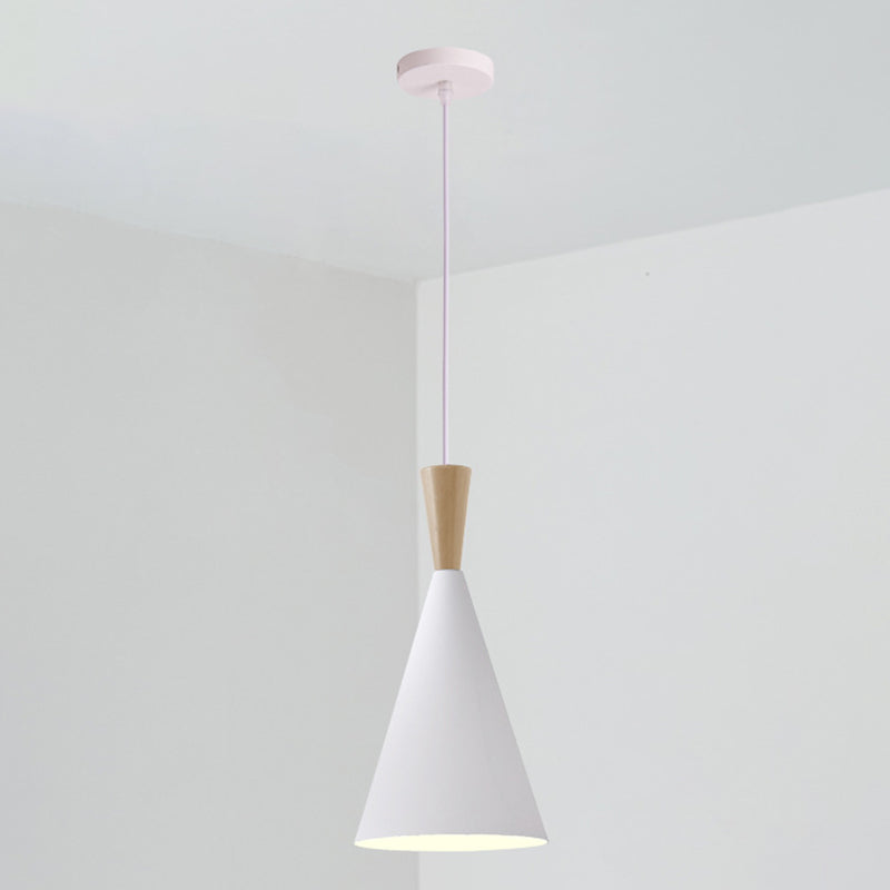 1 Light Metal Pendant Lighting Fixtures Modern Tapered Dining Room Hanging Pendant Lights