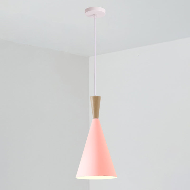 1 Light Metal Pendant Lighting Fixtures Modern Tapered Dining Room Hanging Pendant Lights