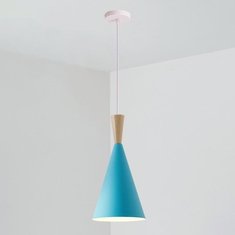 1 Light Metal Pendant Lighting Fixtures Modern Tapered Dining Room Hanging Pendant Lights