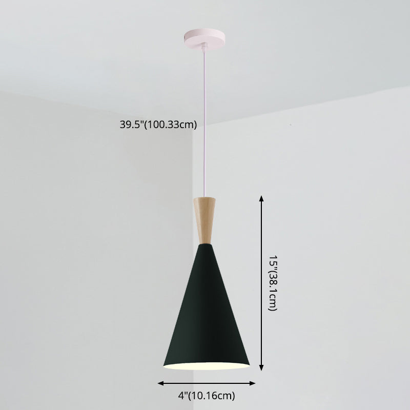 1 Light Metal Pendant Lighting Fixtures Modern Tapered Dining Room Hanging Pendant Lights