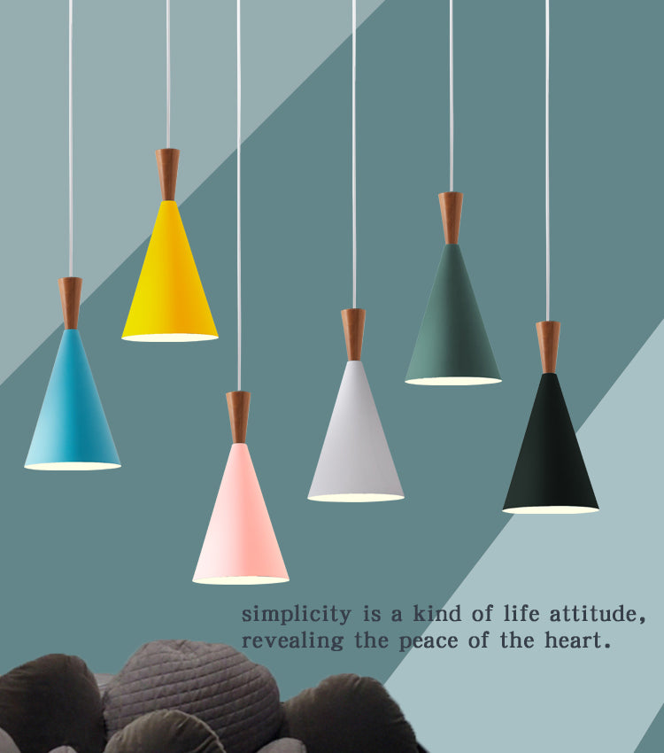 1 Light Metal Pendant Lighting Fixtures Modern Tapered Dining Room Hanging Pendant Lights