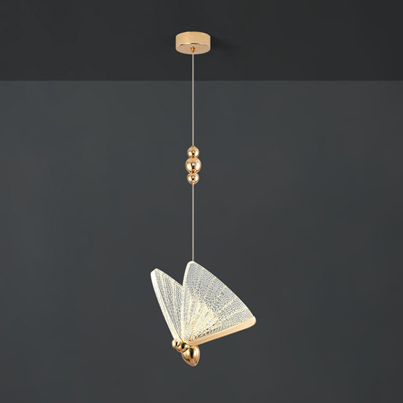 Modern Creative LED Pendant Light Wrought Iron Butterfly Hanging Lamp with Acrylic Shade