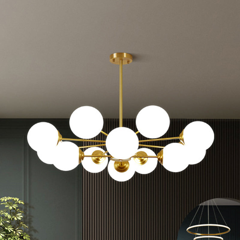 Modern Simplicity Round Ceiling Chandelier Milk Glass Hanging Light for Living Room