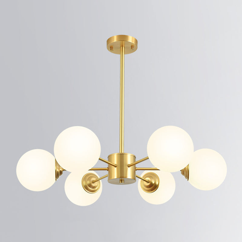 Modern Simplicity Round Ceiling Chandelier Milk Glass Hanging Light for Living Room