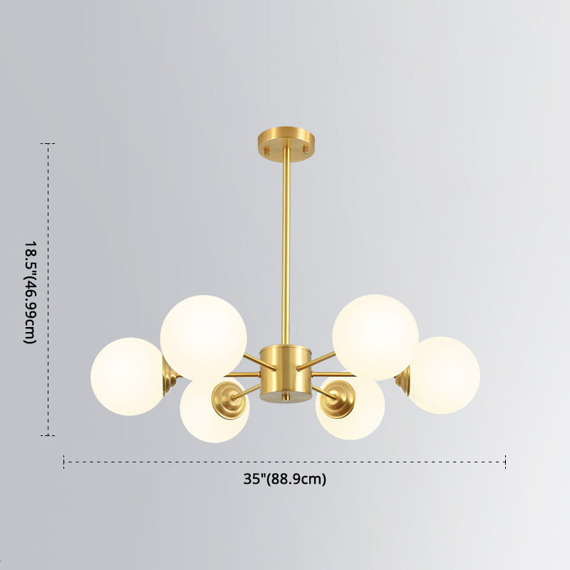 Modern Simplicity Round Ceiling Chandelier Milk Glass Hanging Light for Living Room