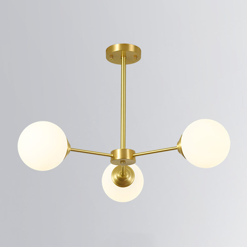 Modern Simplicity Round Ceiling Chandelier Milk Glass Hanging Light for Living Room