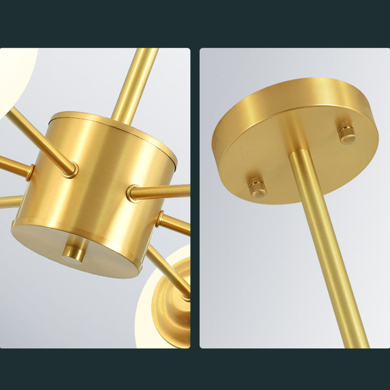 Modern Simplicity Round Ceiling Chandelier Milk Glass Hanging Light for Living Room