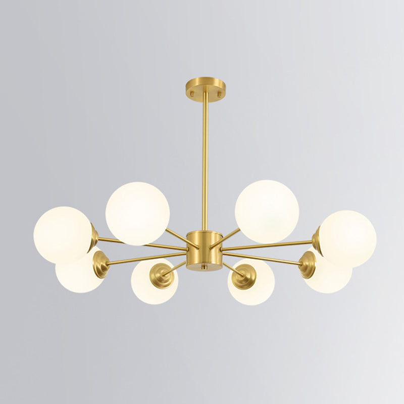 Modern Simplicity Round Ceiling Chandelier Milk Glass Hanging Light for Living Room