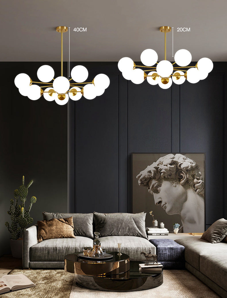 Modern Simplicity Round Ceiling Chandelier Milk Glass Hanging Light for Living Room