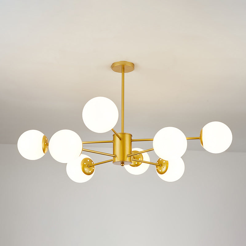 Modern Simplicity Round Ceiling Chandelier Milk Glass Hanging Light for Living Room