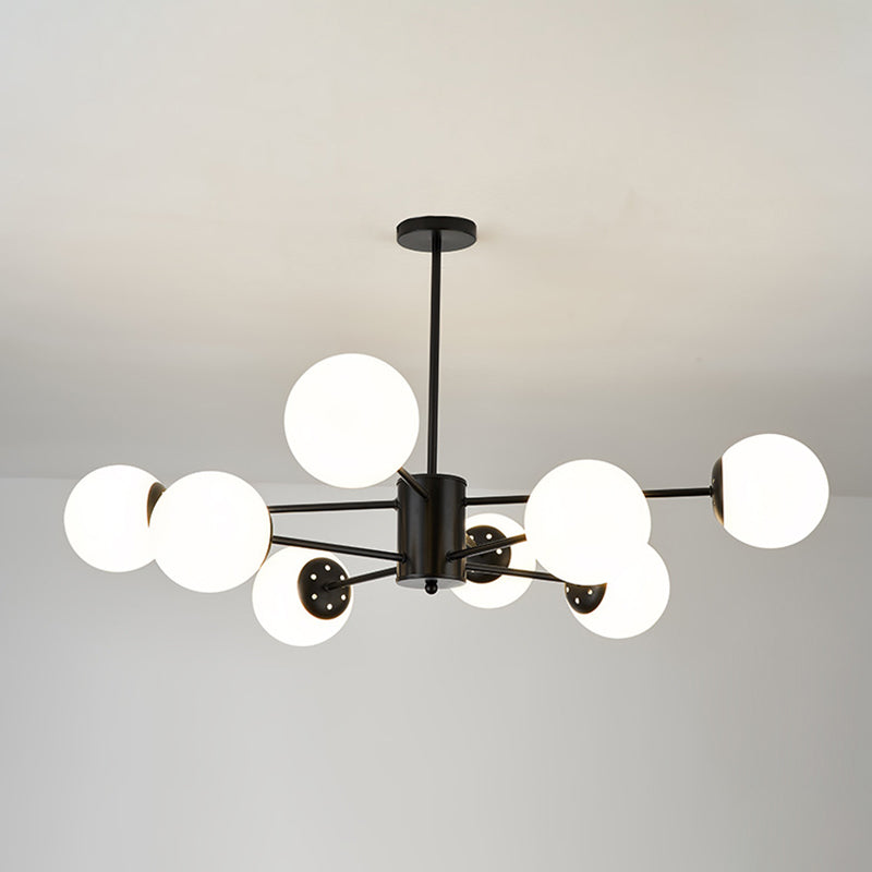 Modern Simplicity Round Ceiling Chandelier Milk Glass Hanging Light for Living Room