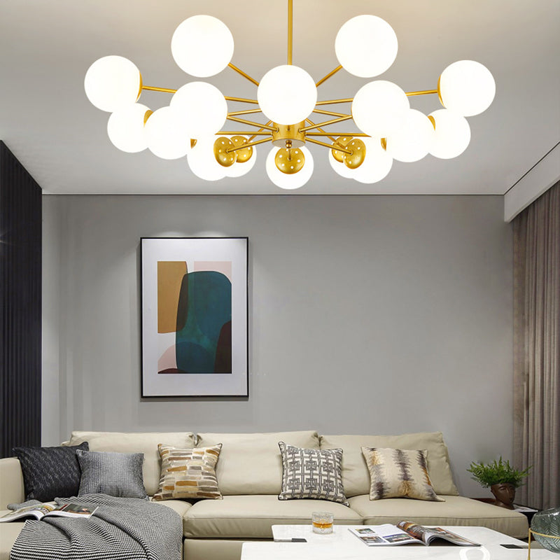Modern Simplicity Round Ceiling Chandelier Milk Glass Hanging Light for Living Room