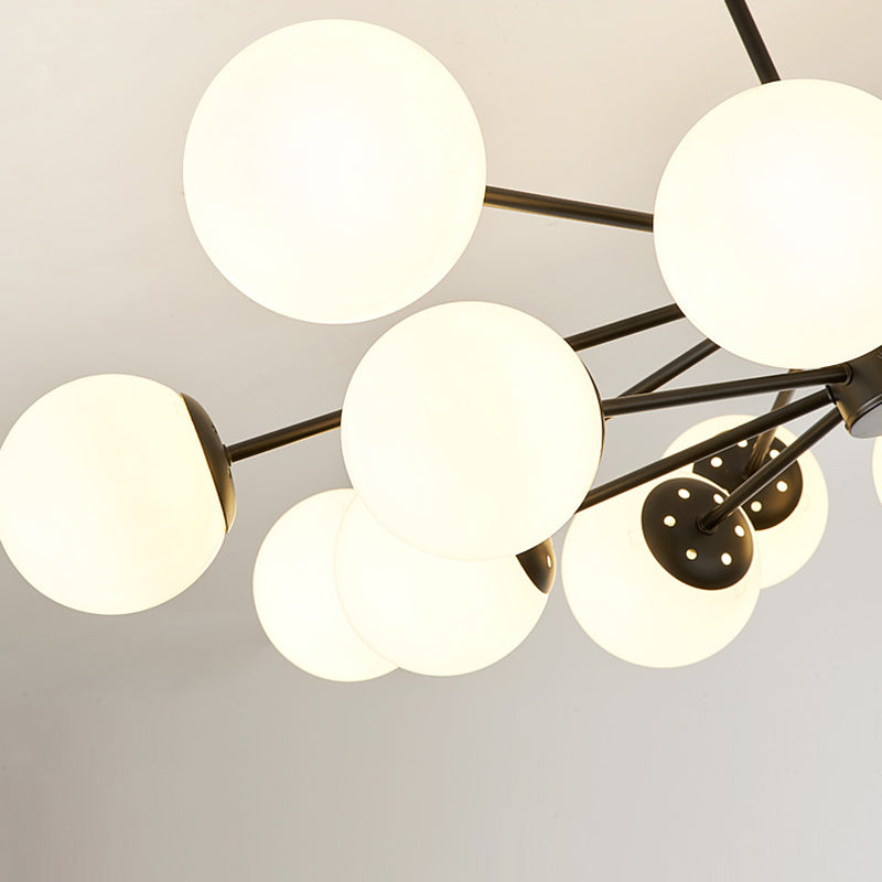 Modern Simplicity Round Ceiling Chandelier Milk Glass Hanging Light for Living Room