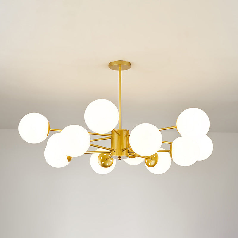Modern Simplicity Round Ceiling Chandelier Milk Glass Hanging Light for Living Room