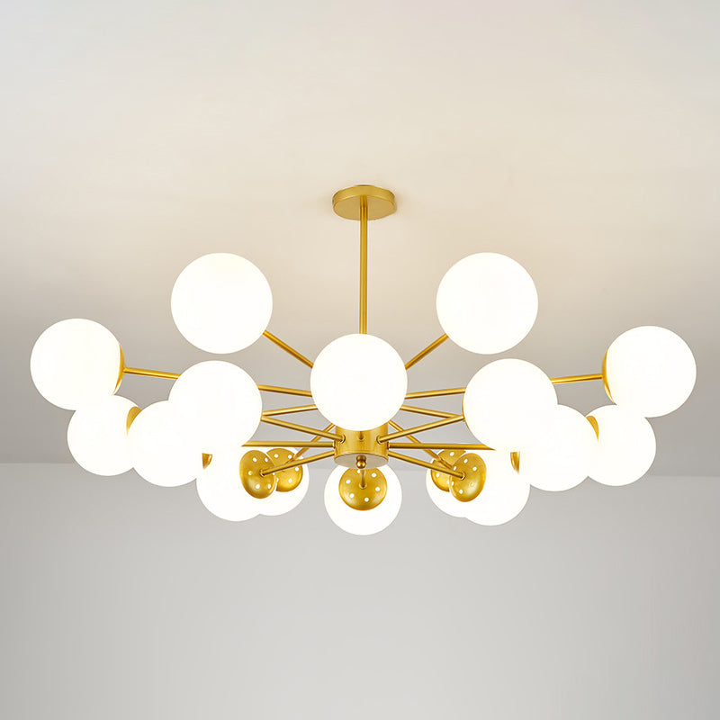 Modern Simplicity Round Ceiling Chandelier Milk Glass Hanging Light for Living Room