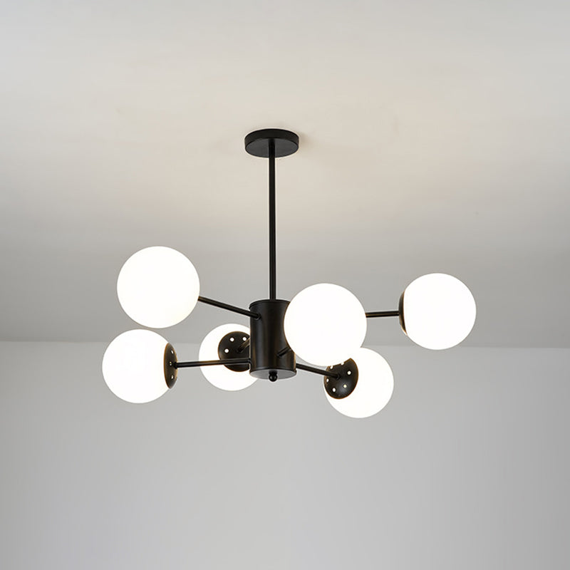 Modern Simplicity Round Ceiling Chandelier Milk Glass Hanging Light for Living Room