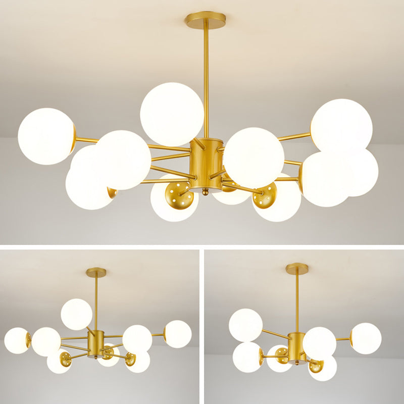 Modern Simplicity Round Ceiling Chandelier Milk Glass Hanging Light for Living Room