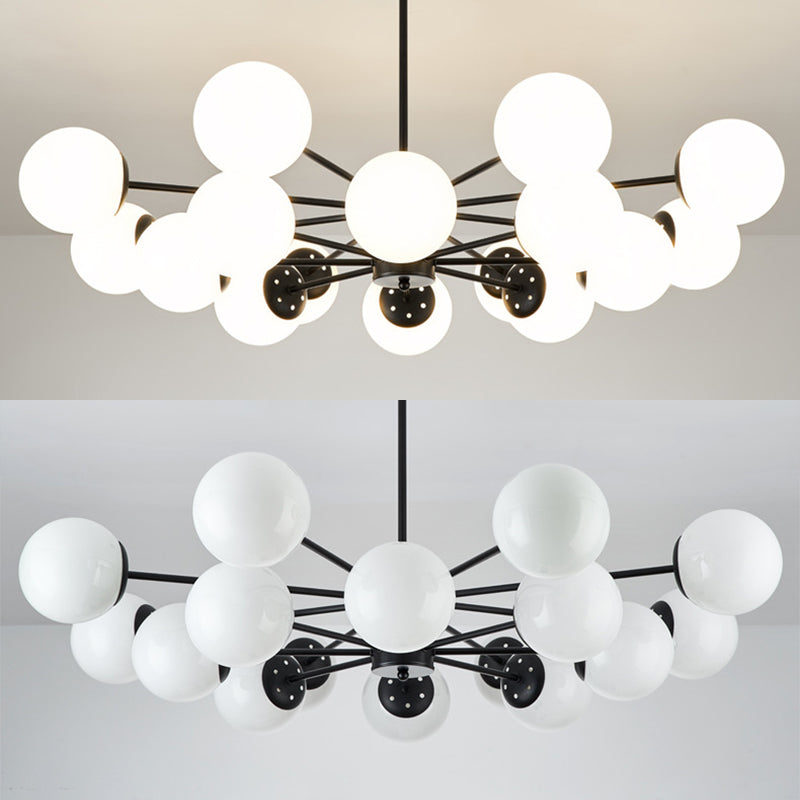 Modern Simplicity Round Ceiling Chandelier Milk Glass Hanging Light for Living Room