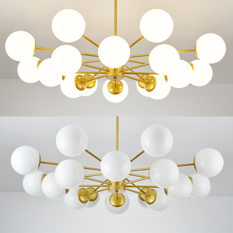 Modern Simplicity Round Ceiling Chandelier Milk Glass Hanging Light for Living Room