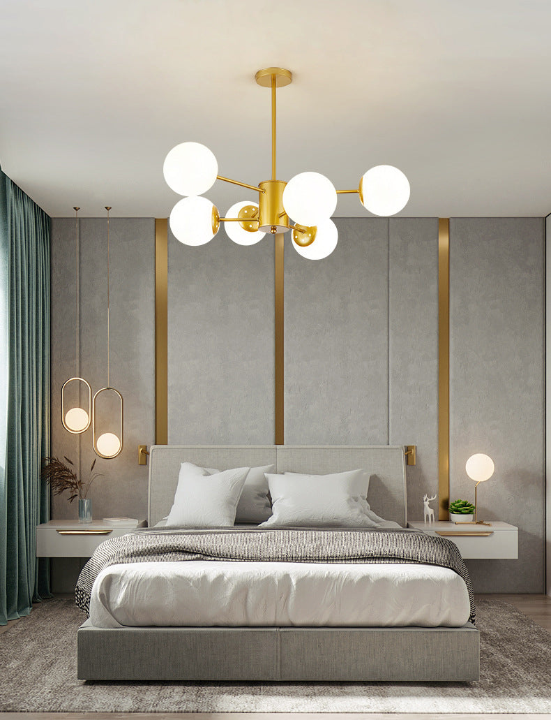 Modern Simplicity Round Ceiling Chandelier Milk Glass Hanging Light for Living Room