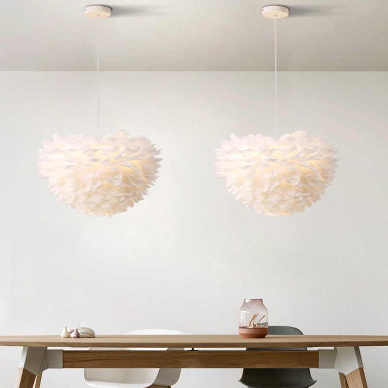 Lámpara de lámpara esférica lámpara moderna simplicidad de plumas de tono colgante para restaurante para restaurante