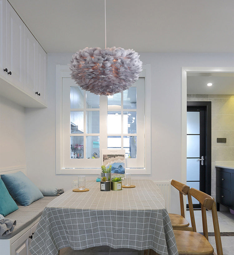 Lámpara de lámpara esférica lámpara moderna simplicidad de plumas de tono colgante para restaurante para restaurante