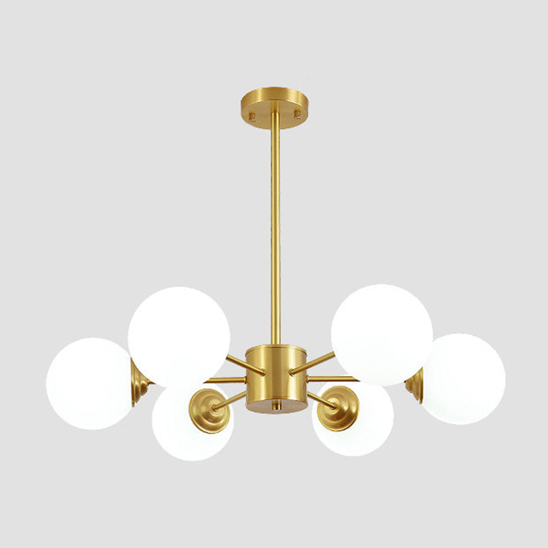 Modern Simplicity Round Ceiling Chandelier Milk Glass Hanging Light for Living Room