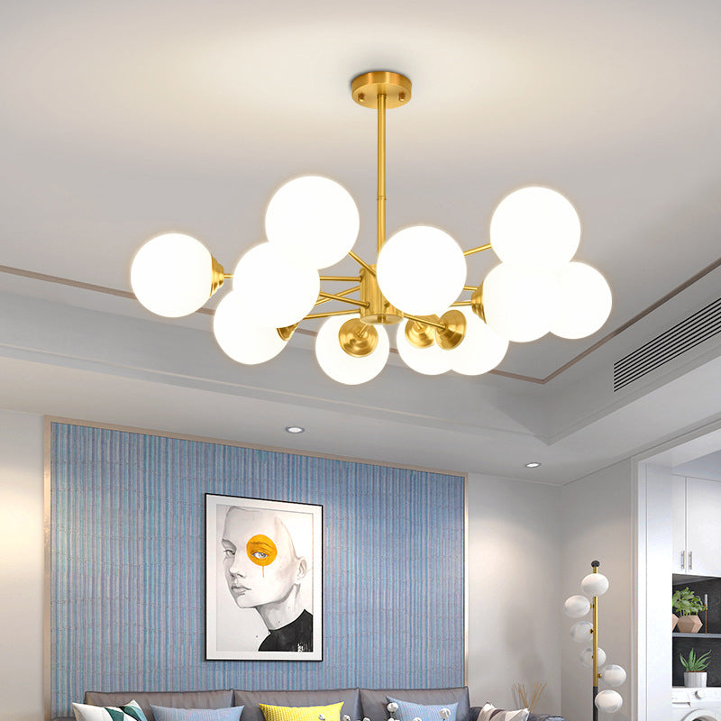 Modern Simplicity Round Ceiling Chandelier Milk Glass Hanging Light for Living Room