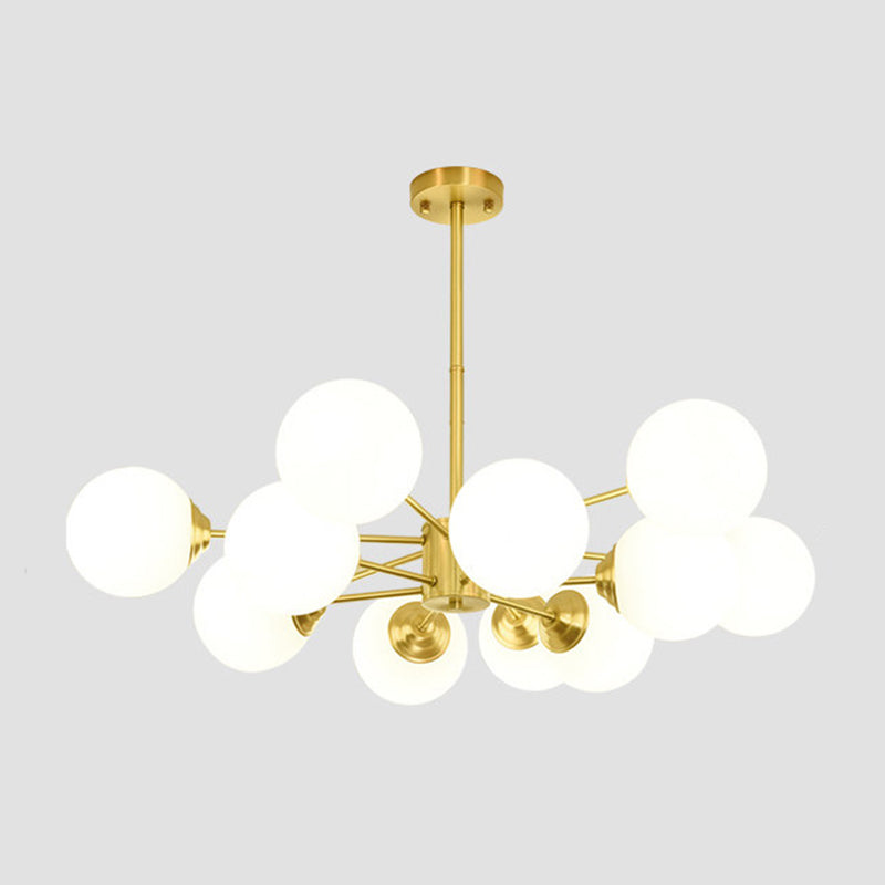 Modern Simplicity Round Ceiling Chandelier Milk Glass Hanging Light for Living Room