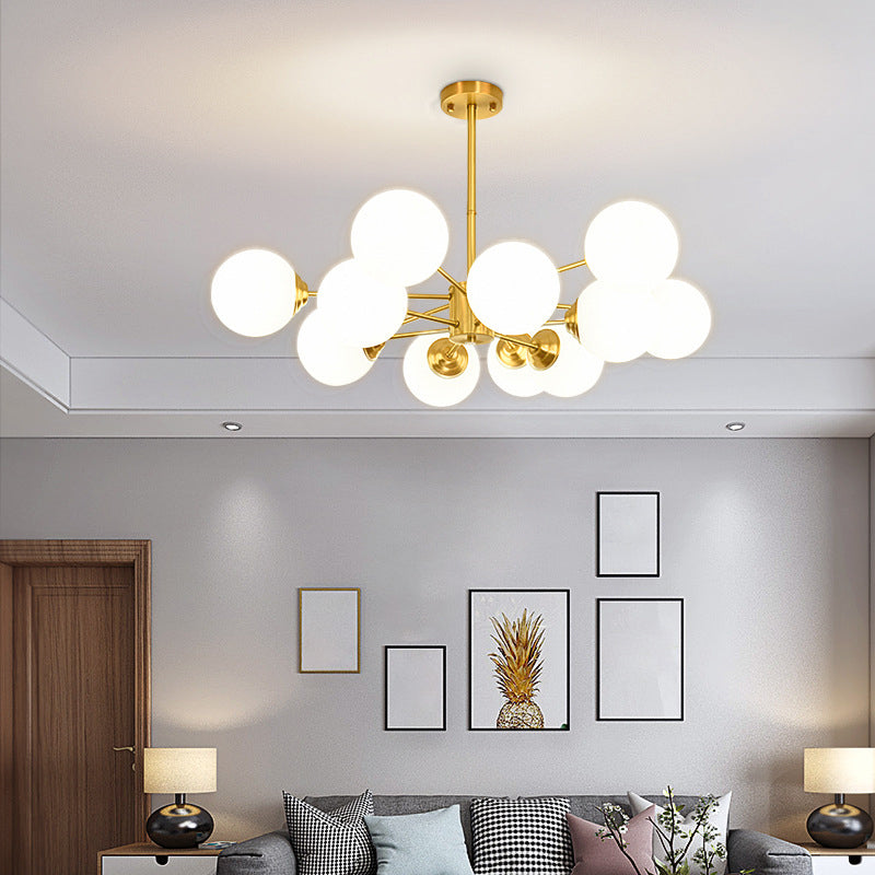 Modern Simplicity Round Ceiling Chandelier Milk Glass Hanging Light for Living Room