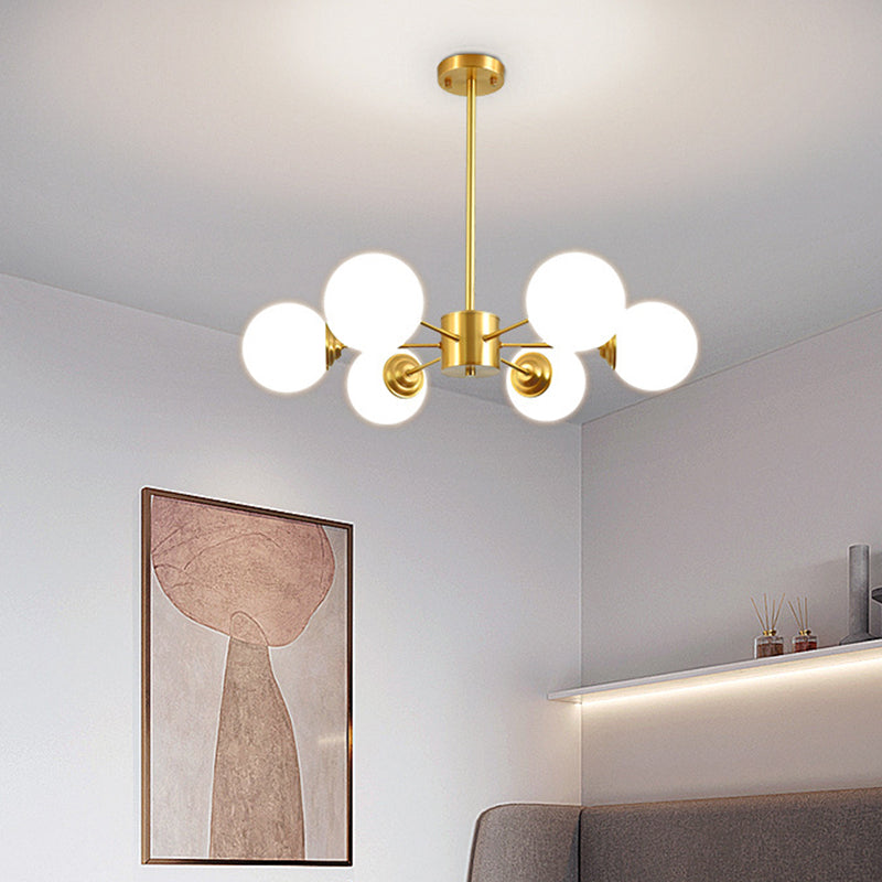 Modern Simplicity Round Ceiling Chandelier Milk Glass Hanging Light for Living Room