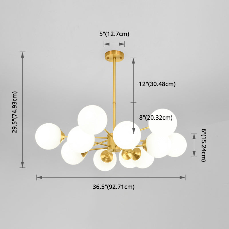 Modern Simplicity Round Ceiling Chandelier Milk Glass Hanging Light for Living Room