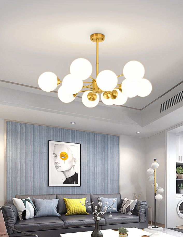 Modern Simplicity Round Ceiling Chandelier Milk Glass Hanging Light for Living Room