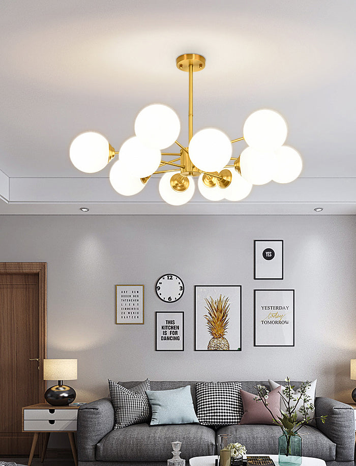 Modern Simplicity Round Ceiling Chandelier Milk Glass Hanging Light for Living Room