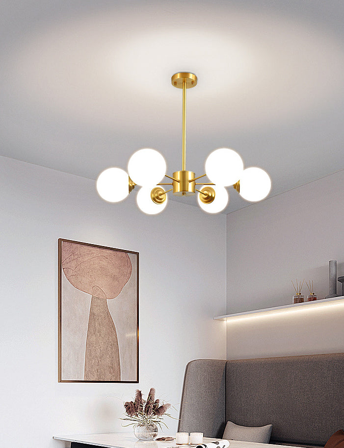 Modern Simplicity Round Ceiling Chandelier Milk Glass Hanging Light for Living Room