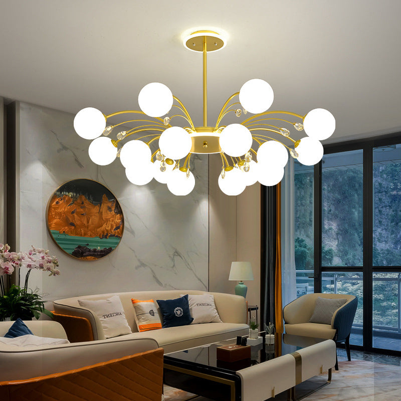 Modern Simplicity Round Ceiling Chandelier Milk Glass Hanging Light for Living Room