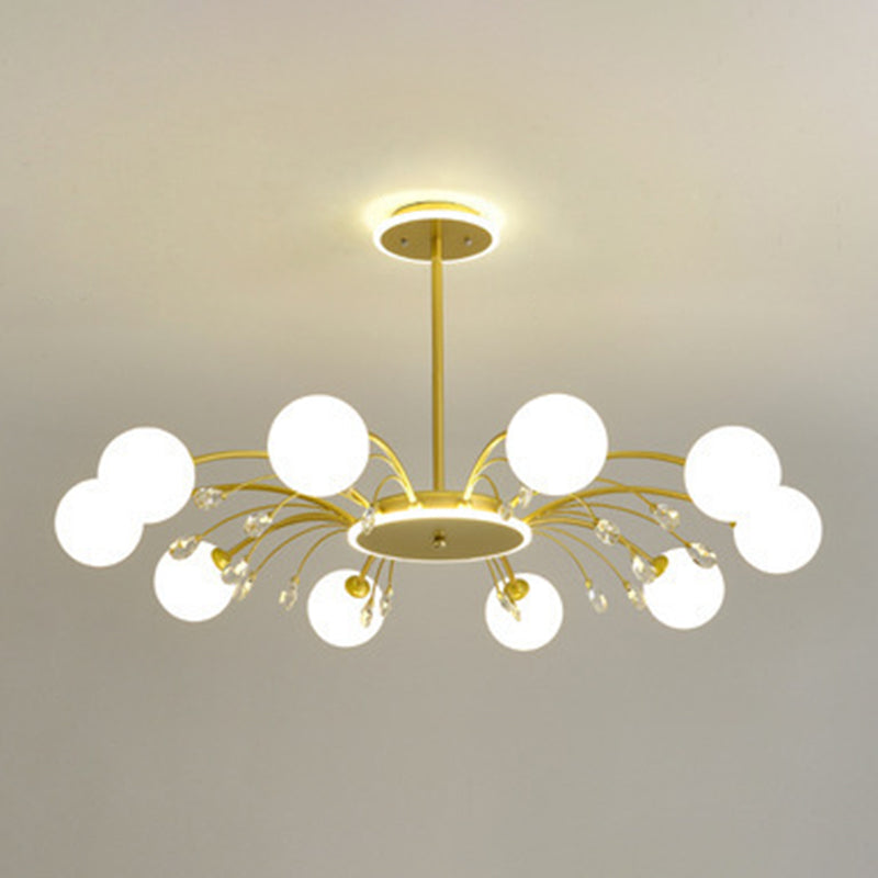 Modern Simplicity Round Ceiling Chandelier Milk Glass Hanging Light for Living Room