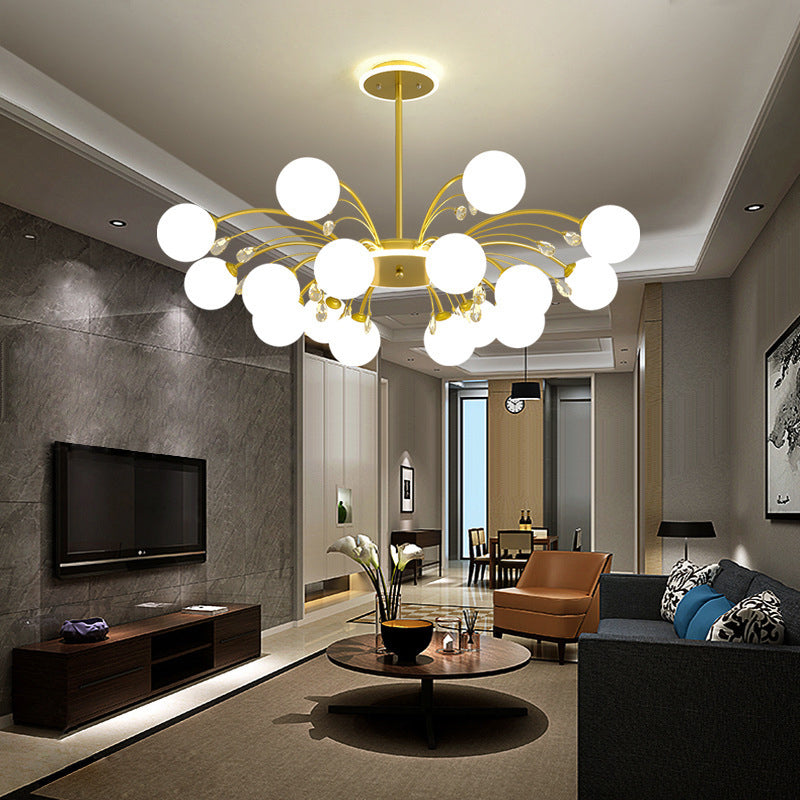 Modern Simplicity Round Ceiling Chandelier Milk Glass Hanging Light for Living Room