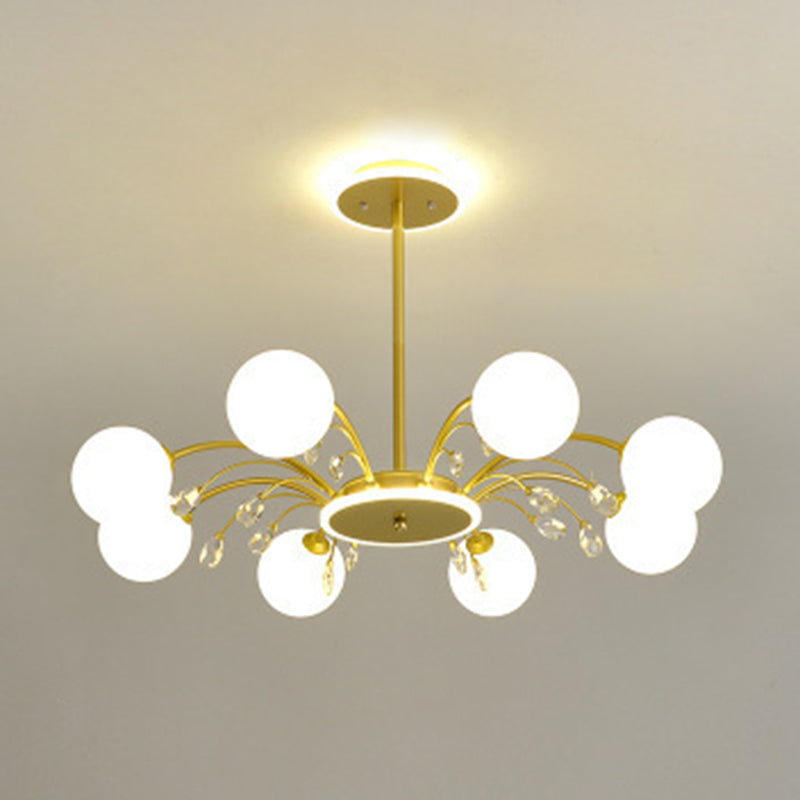 Modern Simplicity Round Ceiling Chandelier Milk Glass Hanging Light for Living Room