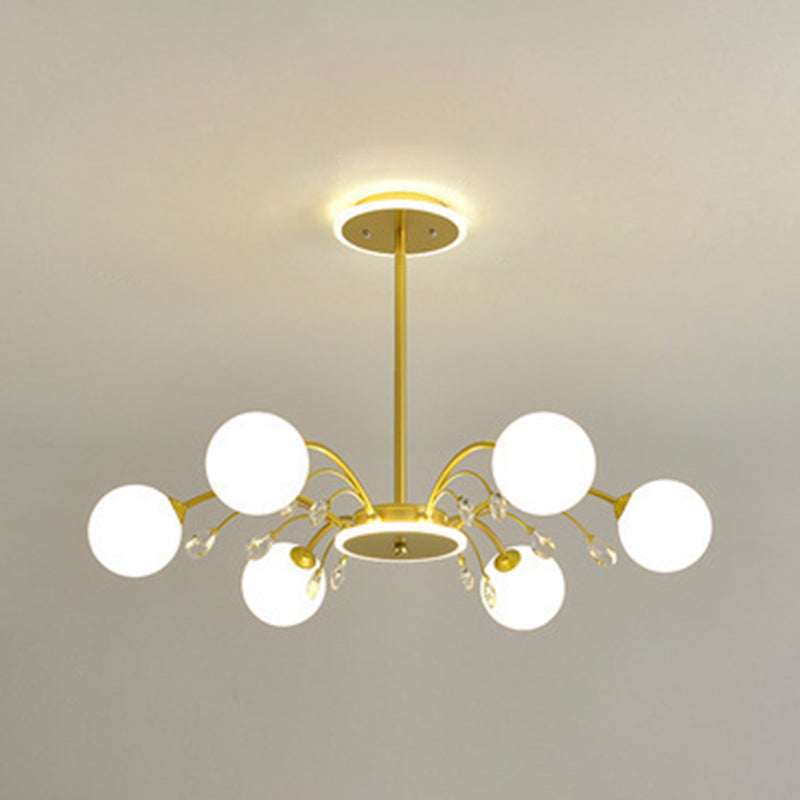 Modern Simplicity Round Ceiling Chandelier Milk Glass Hanging Light for Living Room
