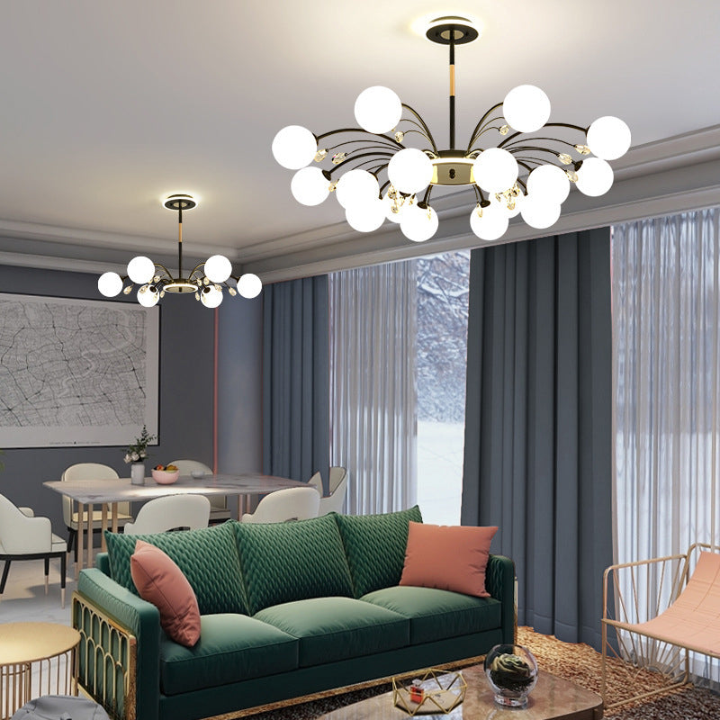 Modern Simplicity Round Ceiling Chandelier Milk Glass Hanging Light for Living Room