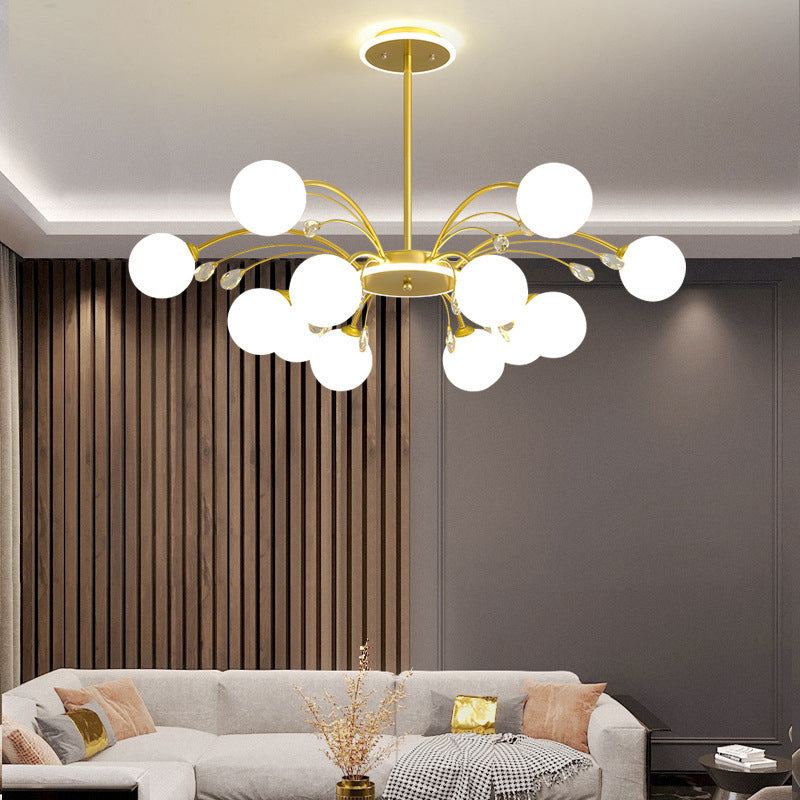 Modern Simplicity Round Ceiling Chandelier Milk Glass Hanging Light for Living Room