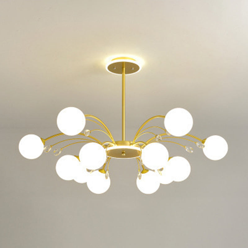 Modern Simplicity Round Ceiling Chandelier Milk Glass Hanging Light for Living Room