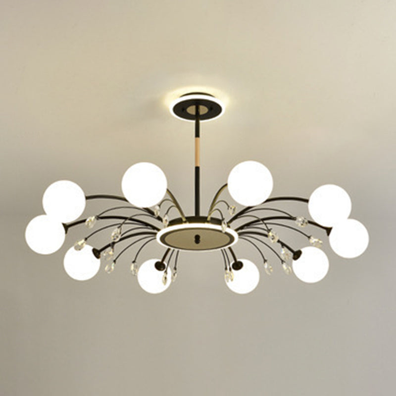 Modern Simplicity Round Ceiling Chandelier Milk Glass Hanging Light for Living Room