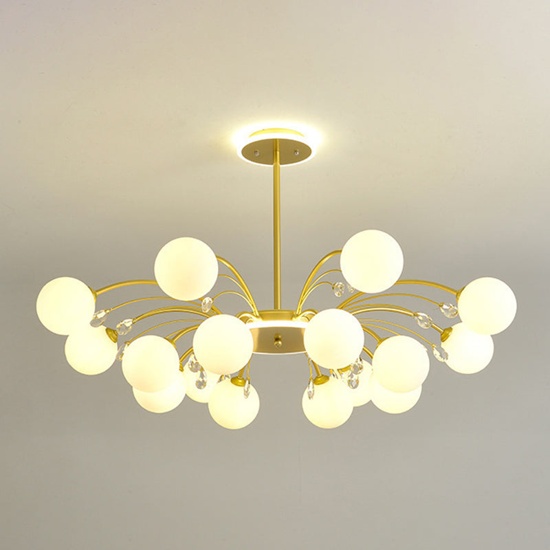 Modern Simplicity Round Ceiling Chandelier Milk Glass Hanging Light for Living Room