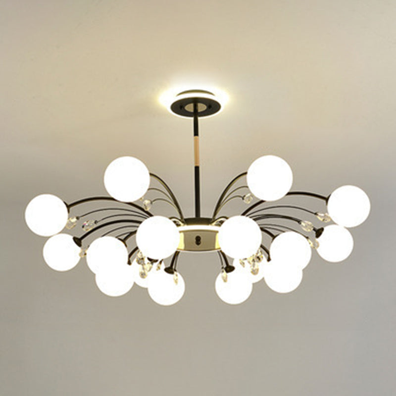 Modern Simplicity Round Ceiling Chandelier Milk Glass Hanging Light for Living Room