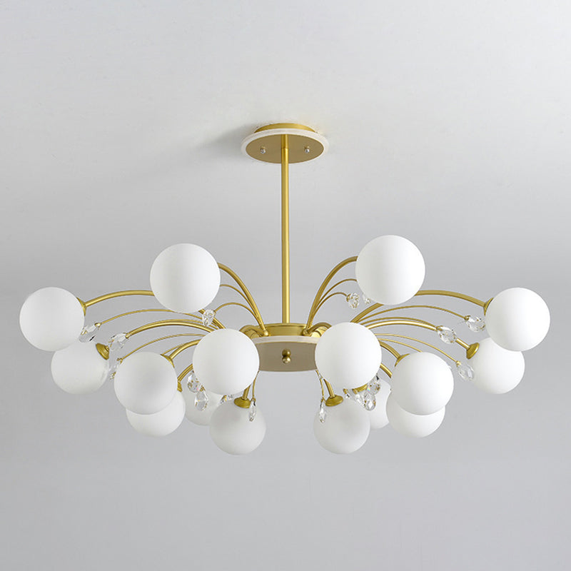 Modern Simplicity Round Ceiling Chandelier Milk Glass Hanging Light for Living Room
