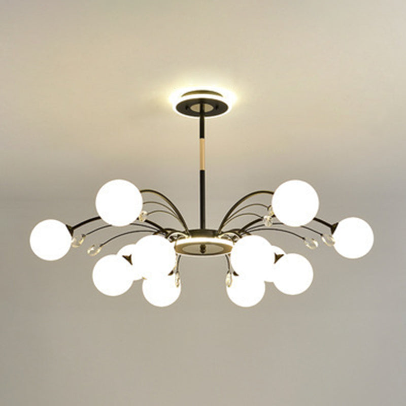 Modern Simplicity Round Ceiling Chandelier Milk Glass Hanging Light for Living Room