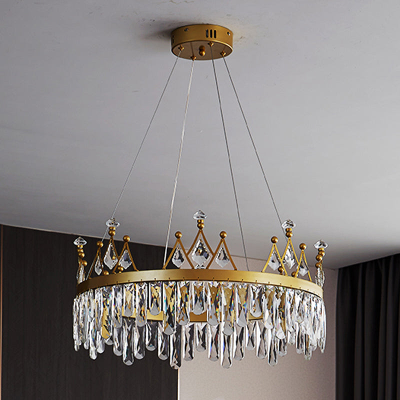 Contemporary Crown Chandelier Lights Crystal Pendant Ceiling Lights for Living Room