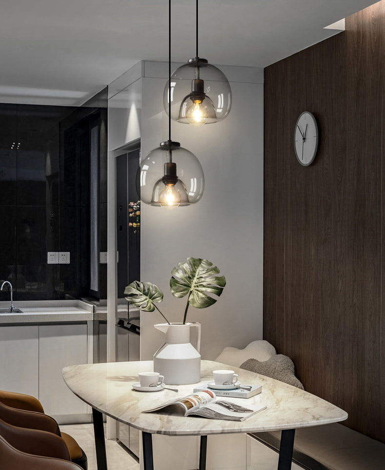 1 luminaire d'éclairage pendentif en verre léger moderne.